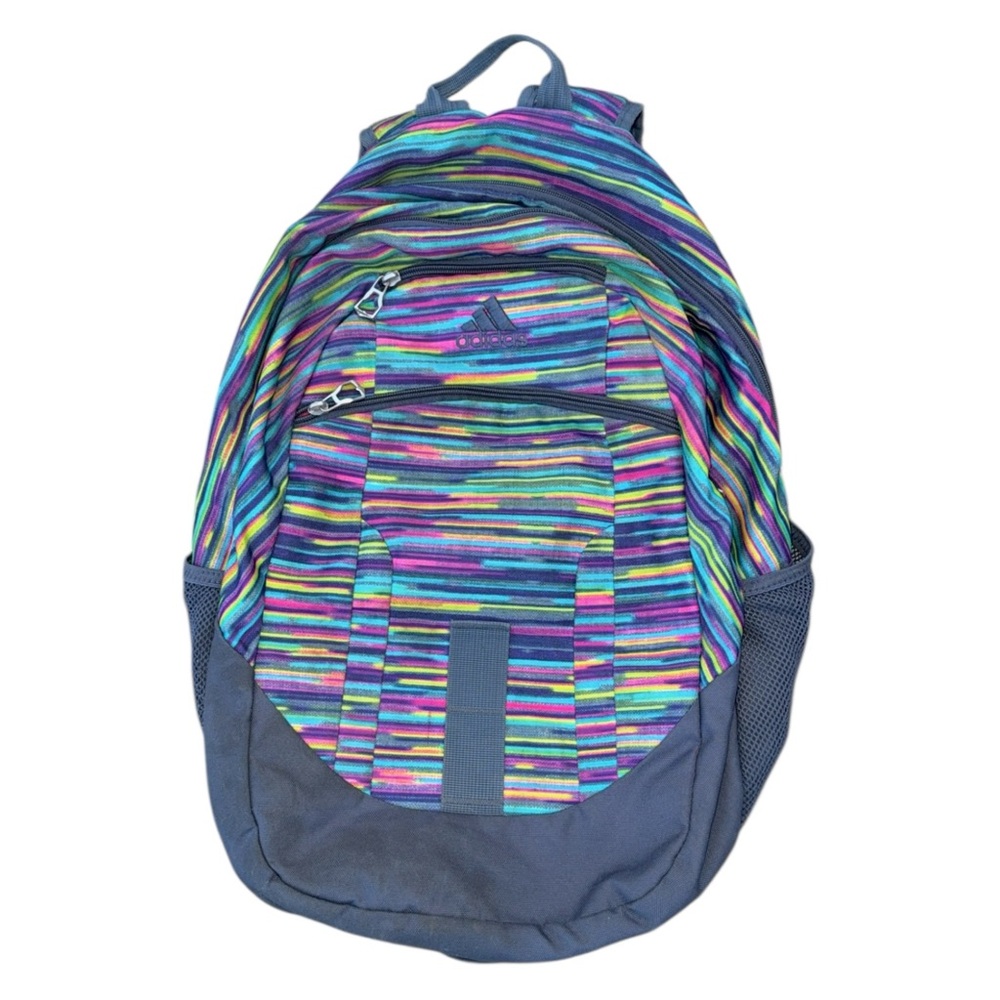 Adidas Multicolor Stripe Backpack School Travel Daypack Y2K Retro Style Bag